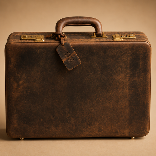 Krishna Leather Briefcase - Dark Brown