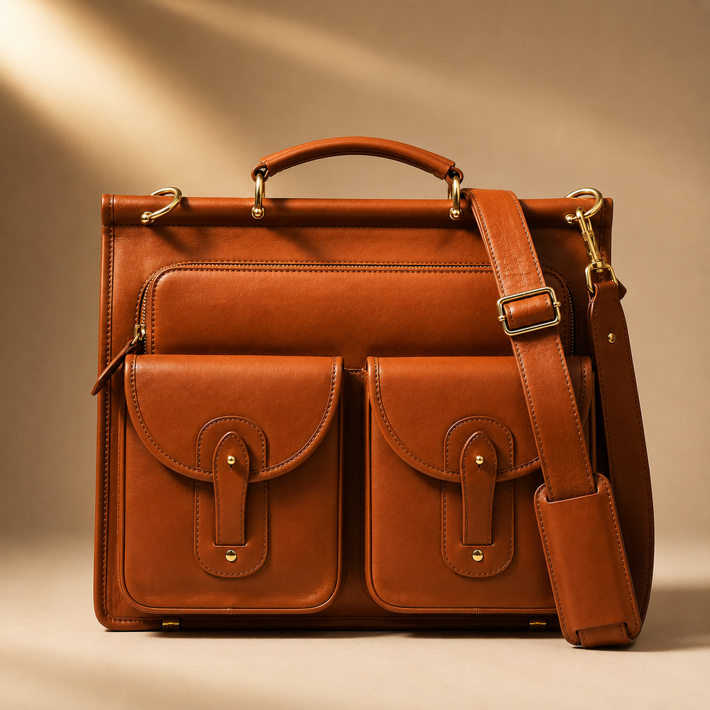 250804 Leather Laptop Bag Sahara Tan