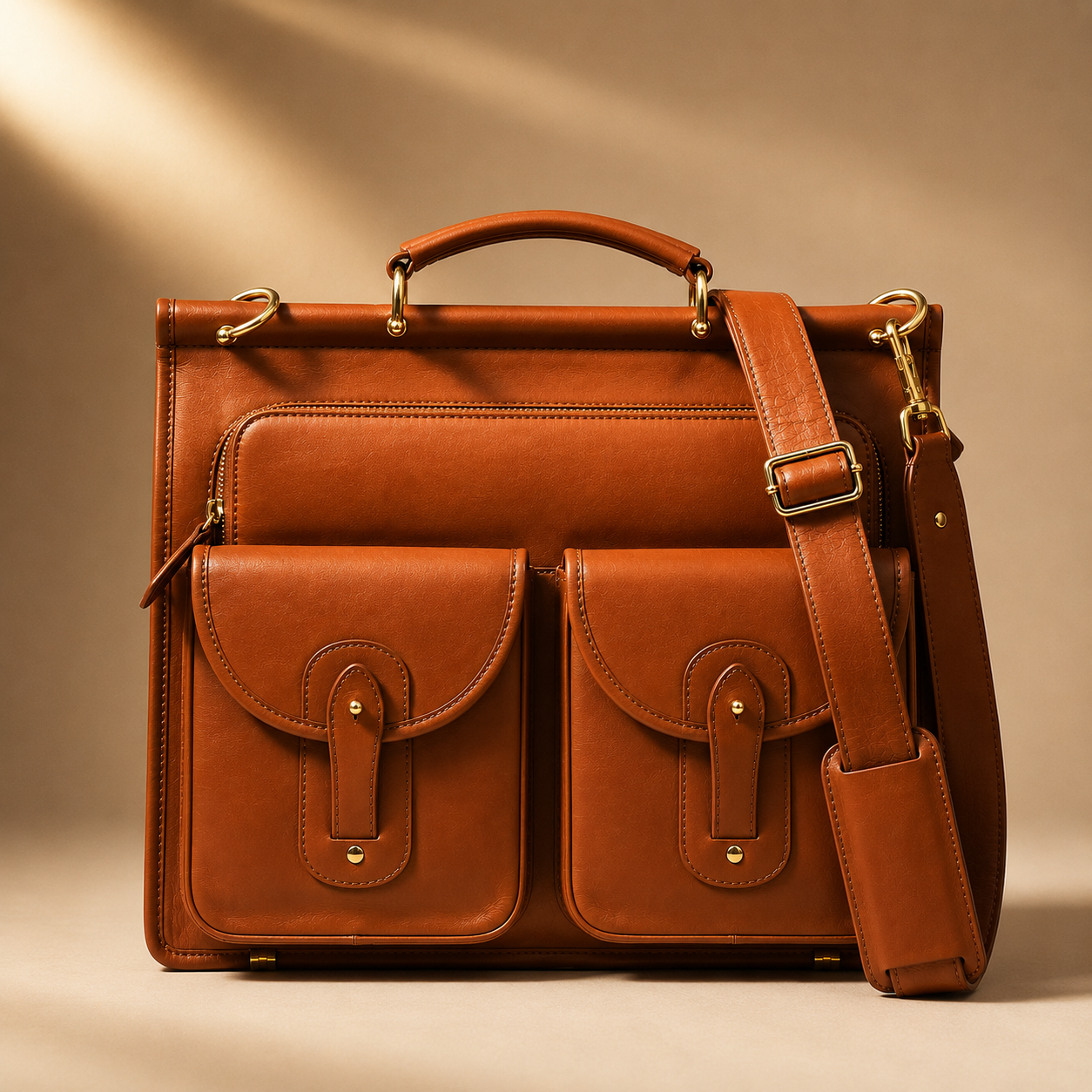 250804 Leather Laptop Bag Sahara Tan