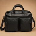 250804 Leather Laptop Bag Midnight Black